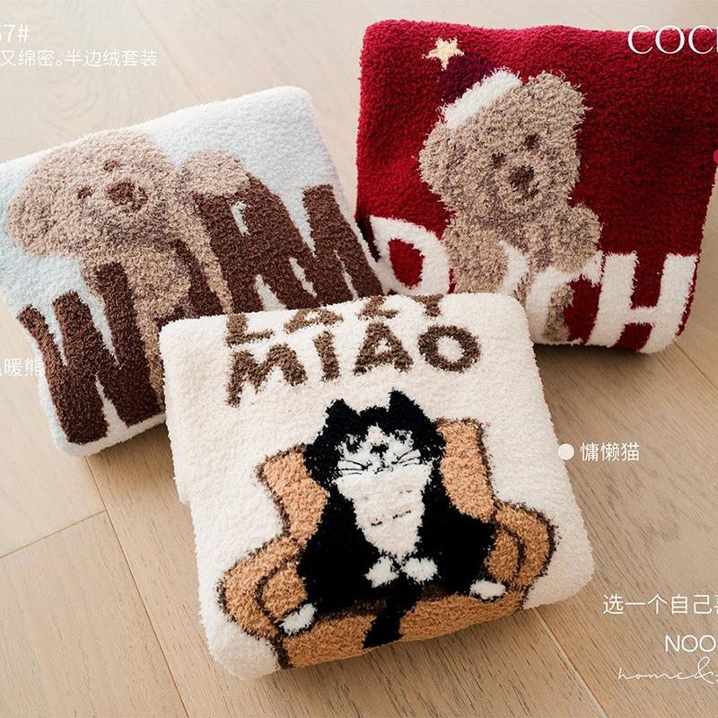 Пижама женская из полуфлиса, милый костюм с животным, рождественский красный флис, утолщенный, ленивый, удобная домашняя одежда, зимний
