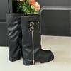 Европейские и американские ретро-ботфорты до колена на толстой подошве, женские сапоги 2025, новые высокие брюки, рыцарские сапоги