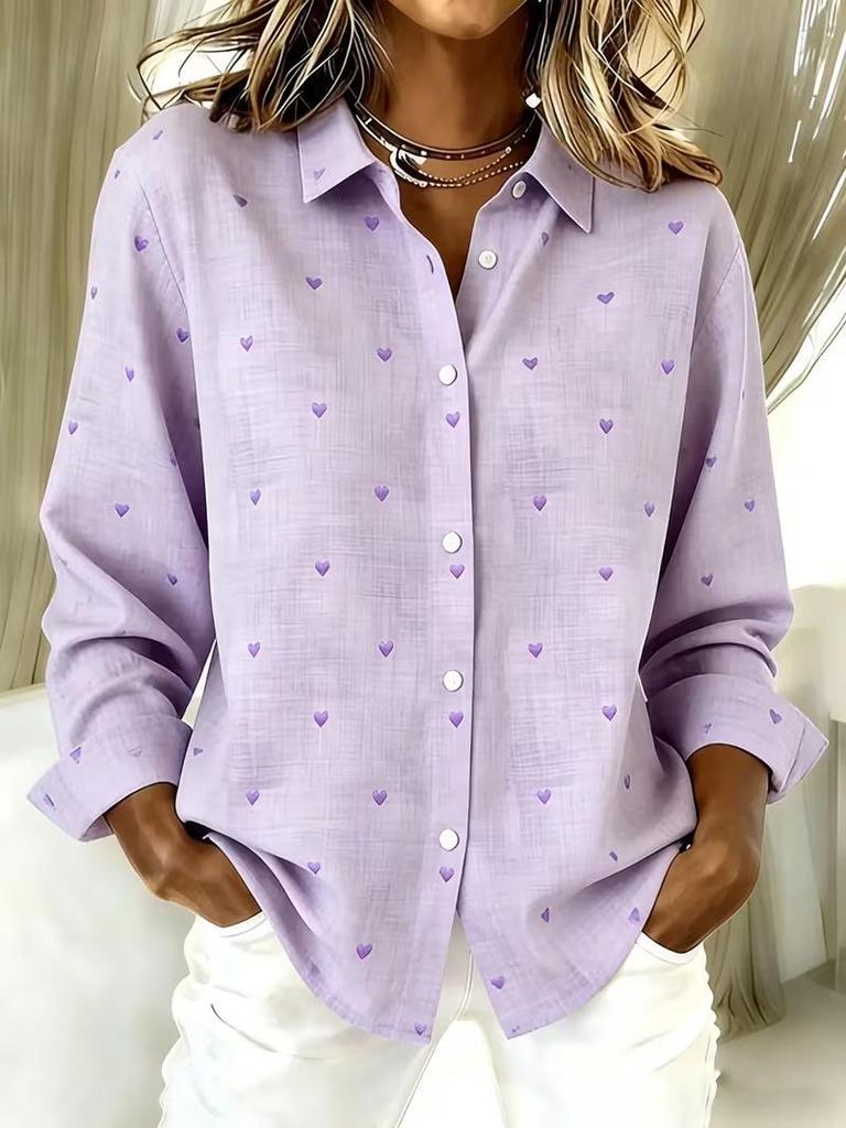 Women's 3D Digital Print Shirt - European & American Trend, Spring/Autumn 2025