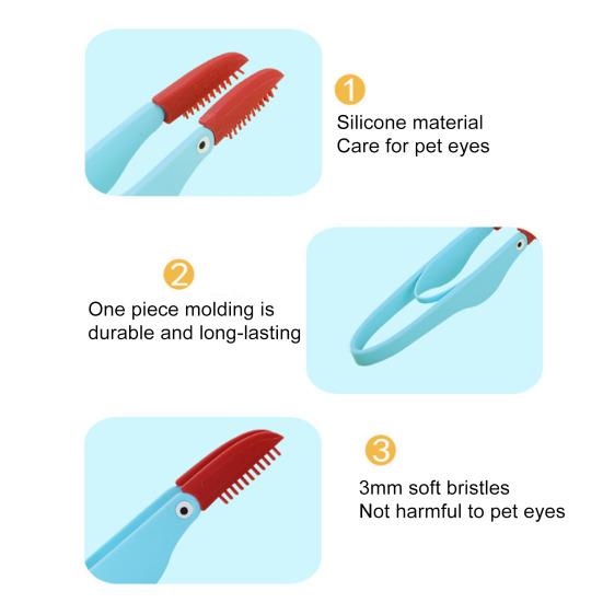 Щетка для ухода за глазами питомца Мягкая силиконовая расческа для удаления слезных пятен Щетка для чистки глаз собаки с нескользящей ручкой Нежный инструмент для ухода за питомцем