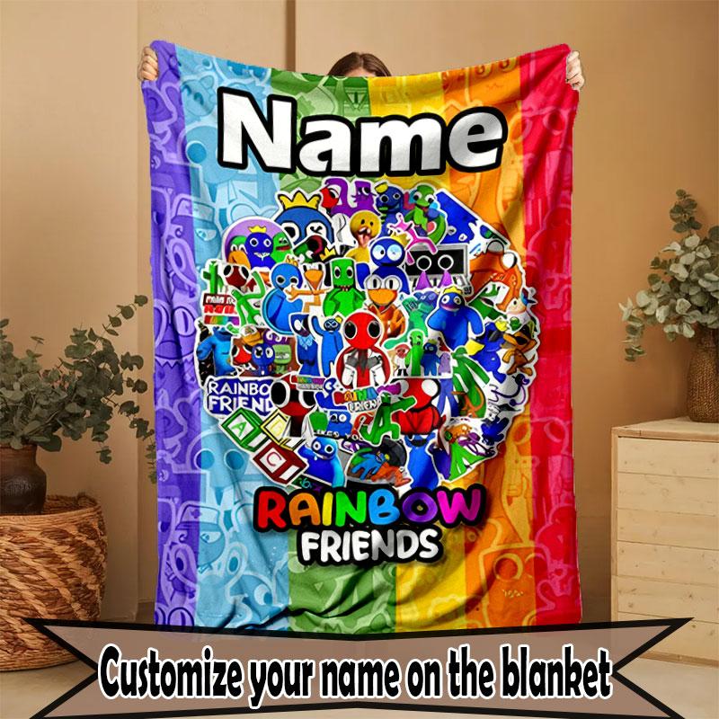 Custom Name Personalized Game Rainbow Friends Print Blanket, Home Decor, Bedroom, Sofa, Camping, Couch, Gifts for Birthday Christmas