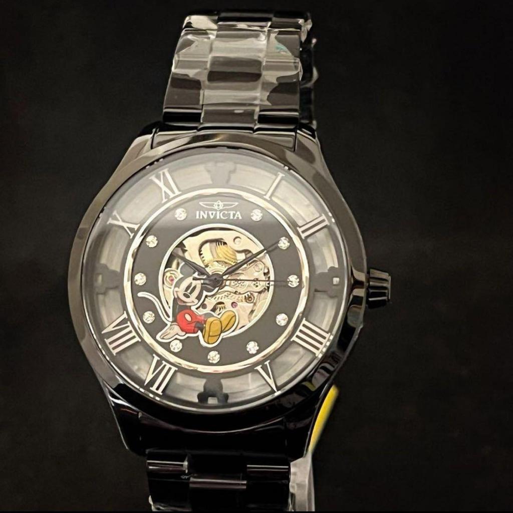 Б/у [Disney] Disney/Invicta/INVICTA/Микки Маус/Мужские часы/Подарок/Черный.Черный/Стильные/Автоматический завод