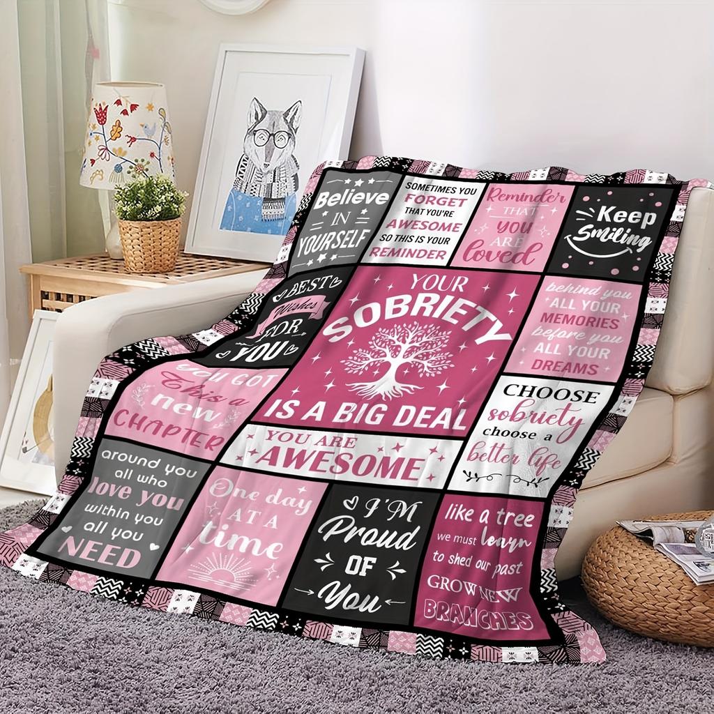 1pc Sobriety Gifts for Women, Sobriety Blanket, Addiction Recovery Gifts, Sobriety Gift Ideas Blanket, Sobriety Flannel Blanket for Women Gi