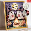Halloween pearl painting art full pearl handmade diy home decorations ghost bonfire pumpkin cat forest