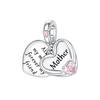 Copper Heart Shaped Warm Family Mom Charm Beads Fit Original Bracelets Fine Diy Mother'S Day Jewelry Gifts