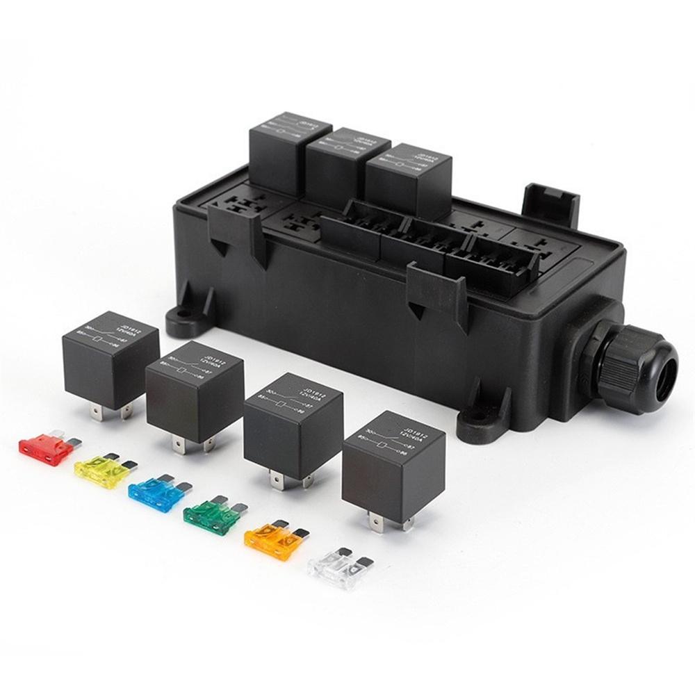 12 В 9-позиционный блок реле с предохранителями с 4-контактными реле 40 А и предохранителями для автомобиля, грузовика