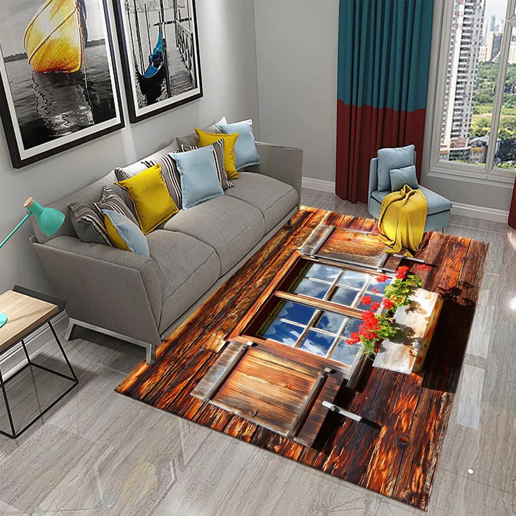 3D Современный ковер с пейзажем за окном Красивый вид за окном Коврики Кухня Ванная Нескользящий коврик Ковры для декора гостиной и спальни