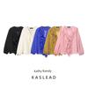 Kaslead New Arrival Women's Clothing Fashion Style Fashion Laminated Decoration Puffy Long Sleeves V-neck Shirt 9479040