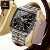 BINBOND Luxury Square Man Business Wristwatch Waterproof Luminous Chronograph Quartz Men Watches Stainless Steel Men Watch Reloj