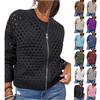 Women's Fashion Solid Color Long Sleeved Hollow Zipper Casual Jacket