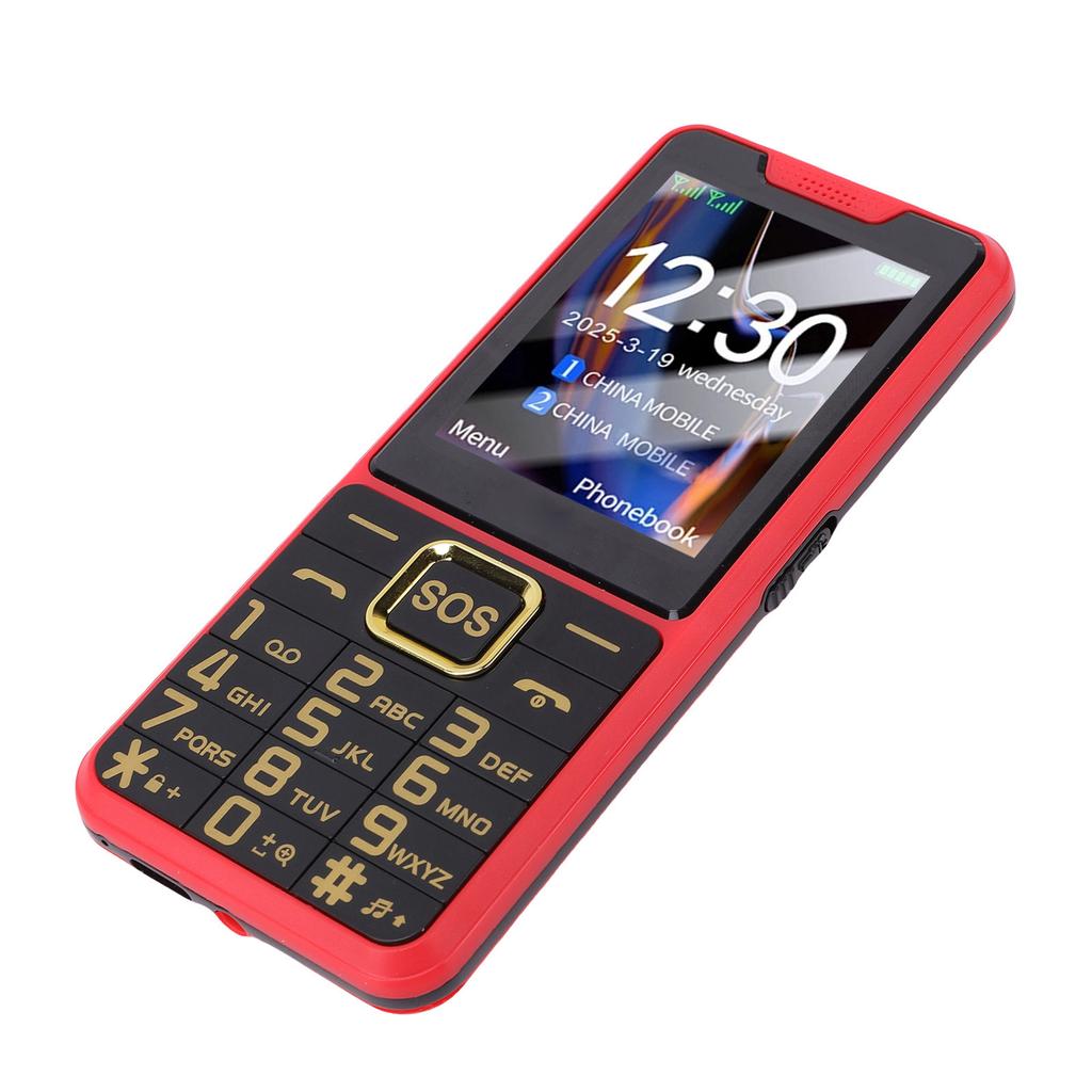 Кнопочный телефон 4G LTE разблокированный с кнопкой SOS 2500 мАч Dual SIM MP3 Звонки SMS Функции Интернет Красный