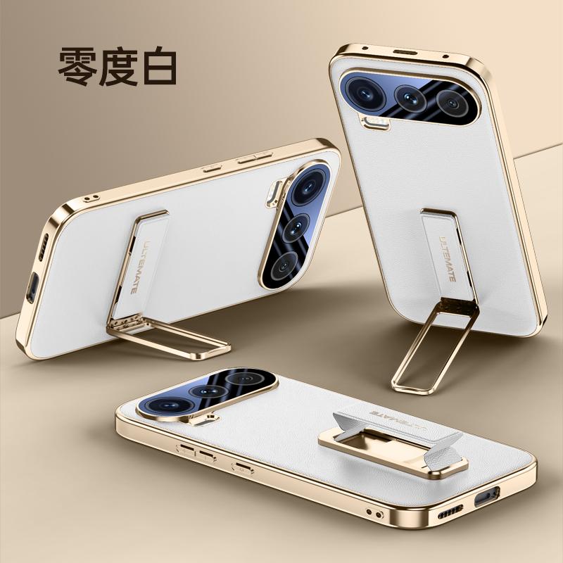 Чехол-щит для Honor 600 и Honor 600 Pro с защитой всей камеры, ремешком-держателем для пальцев, металлической подставкой, крышкой из веганской кожи
