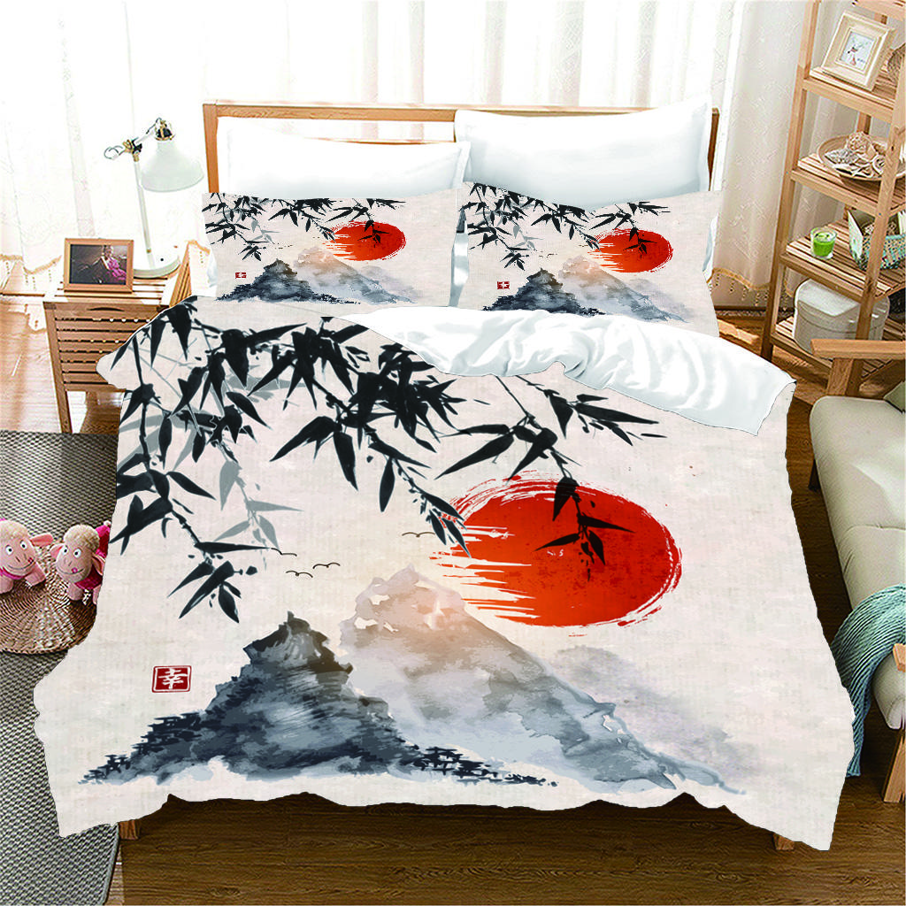 Японский океанская волна Snowe Mountain Sun Design 3 шт. Комплекты постельного белья для односпальной двуспальной кровати, пододеяльник и 2 шт., наволочка