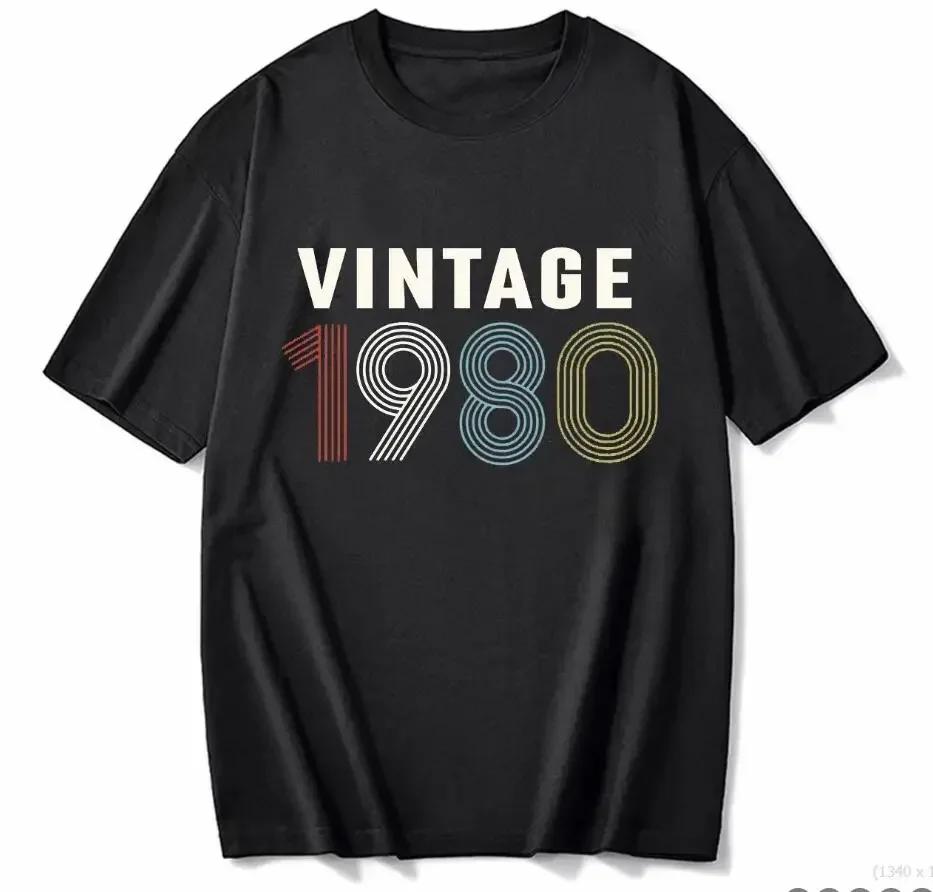 cotton 100% Men's And Women's Birthday Short Sleeve T-Shirt Digital Print 1960-1999 Pattern Congratulating Letter Tee Birthday
