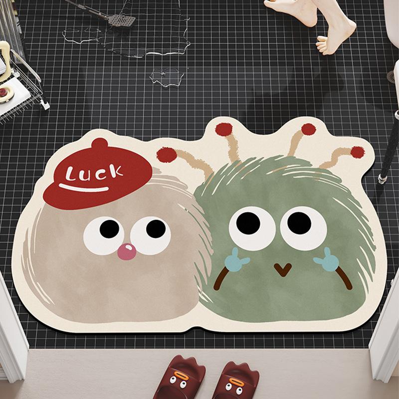 Japanese Bathroom Absorbent Floor Mat, Diatom Mud Non-Slip Foot Mat, Household Toilet, Toilet Door Fun Carpet