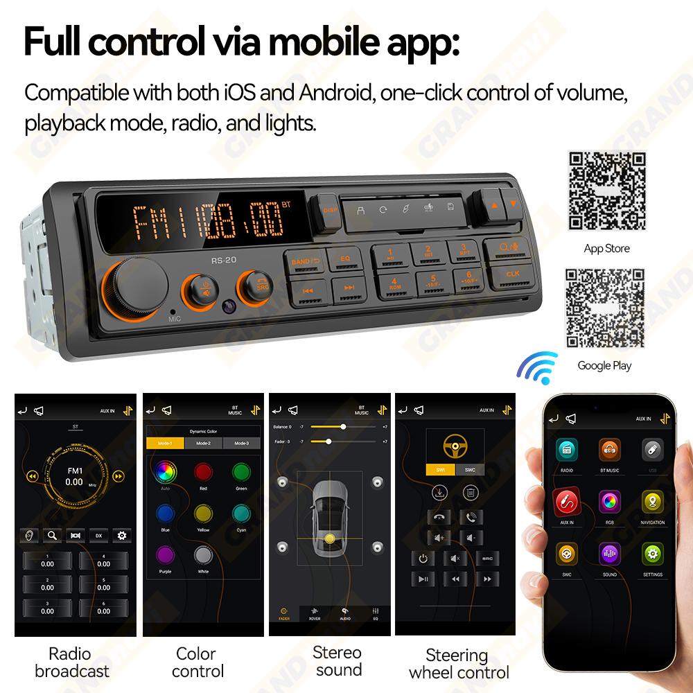 Ретро MP3 Автомобильный Радио Плеер 1 DIN Стерео Эквалайзер FM AM RDS DAB Приемник QC3.0 Bluetooth USB AUX Вход Для VW Porsche Mercedes Benz BMW
