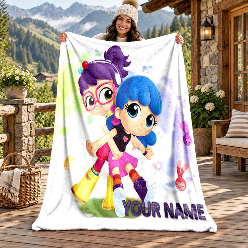 Abby Hatcher Custom Name Flannel Blanket Personalized Soft Warm Plush Throw Blanket Customized Gift for Family Friends