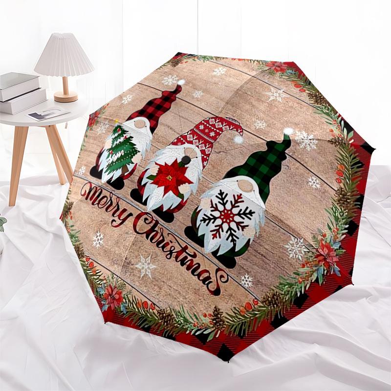 1pc Christmas Gnomes Decorative Plaque Umbrella with Plastic Handle,Suitable for All Seasons Home Travel Outdoor UmbrellaDD237