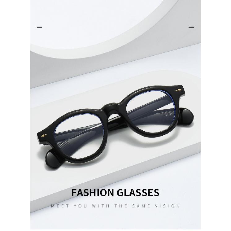 Oval flat glasses, women's eyewear, glasses frame with rivet embellishments