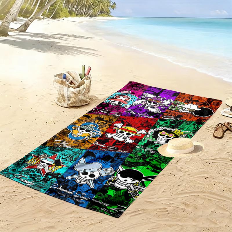 Pirate Anime Print Beach Towel, Large Soft Quick Dry Towel for Beach Camping Swimming