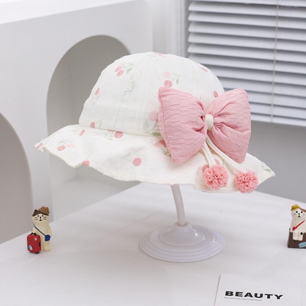 Kawaii Baby Fishermen Hat Bowknot Kids Bucket Hat Sunscreen Children Sun Hat Apparel Accessories