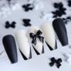 50Pc Black White Resin Bow Tie Nail Charms Decorations Cute Bowknot Rhinestone Nails Accessories for DIY Korean Manicure Designs