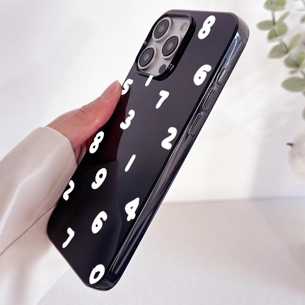 Простой Чехол с Цифрами для iPhone 11 Чехлы IPhone 15 12 13 14 16 Pro Max X XR XS Max 14 15 7 8 Plus iPhone16e Мягкая Крышка Funda