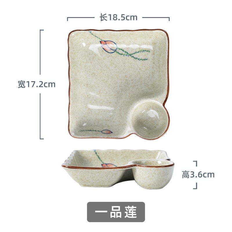 Handmade Japanese Ceramic Dinner Plates with Sauce Dish Sushi Plates Unique Glazed Pottery Plates Artisan Tableware