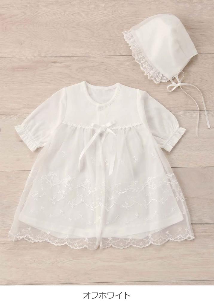 [Think Bee] Детское платье и шапочка для летней церемонии новорожденного, сделанные в Японии, для посещения храма, выписки, 50-70, оттенок белого