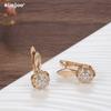 SIMJOO Fashion Floral Zircon Hollow Earrings with Flower Bud Petals Crystal Earrings