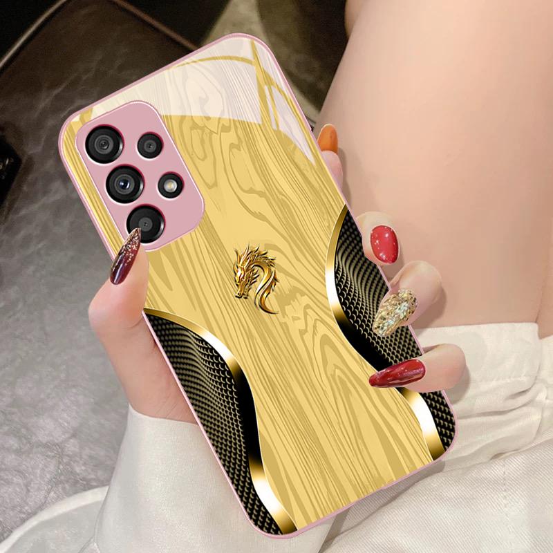 Чехол для телефона из закаленного стекла для Samsung Galaxy S10 4G S20 11E 30 S21 21Fe 22 Pro S23 Ultra 5G S8 S9 Plus с текстурой дерева и драконом