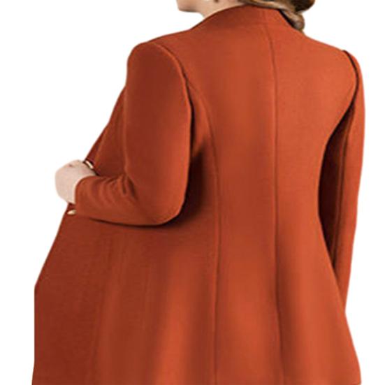 Женское осенне-зимнее шерстяное пальто средней длины с зубчатым воротником и длинными рукавами, однобортное облегающее женское пальто, однотонное пальто