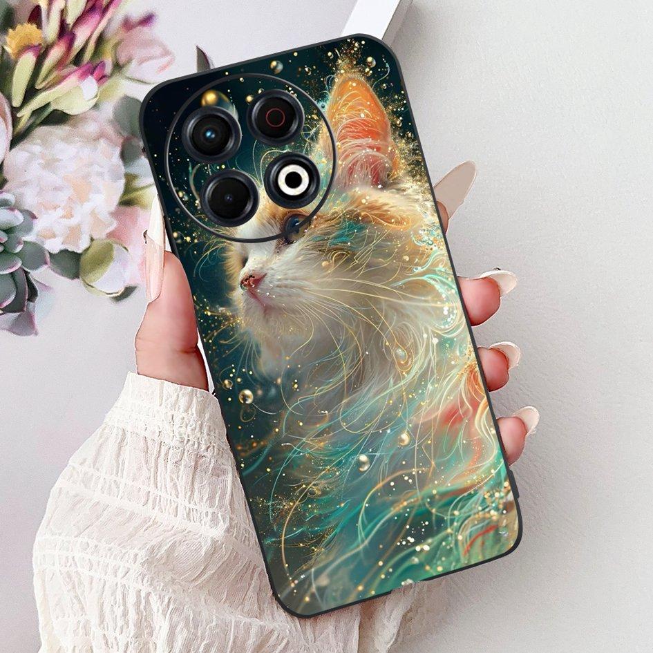 Для Tecno Spark 30 KL6 Чехол Spark 30 Pro KL7 Обложка Модный Цветок Мягкий Черный Силиконовый Чехол для Телефона Для Tecno Spark30 Pro 2024 Чехол