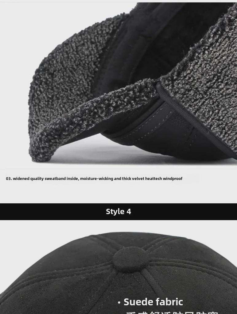 Мужская бейсболка из искусственной кожи — зимняя защита ушей, плотная, теплая, ветрозащитная, с бархатом, для людей среднего и пожилого возраста.