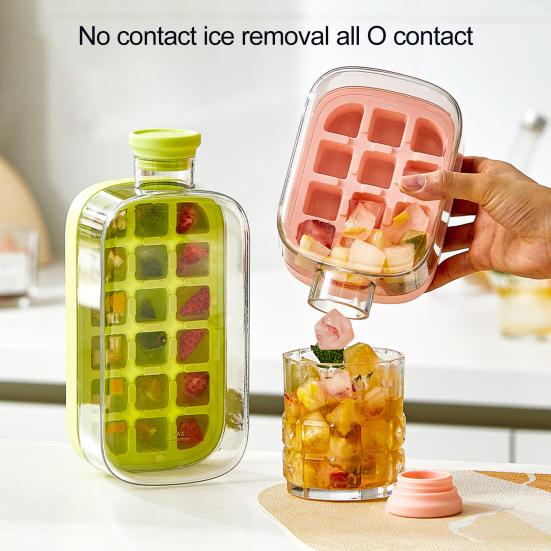 Лоток для льда с крышкой для морозильника, многоразовый вертикальный льдогенератор для быстрого приготовления льда, бесконтактное открывание, простая пресс-форма для льда для коктейлей из виски