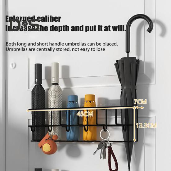 Полый стеллаж для хранения зонтов, настенная вешалка для пальто с 6 вешалками, органайзер для шляп и одежды для ванной комнаты, гостиной