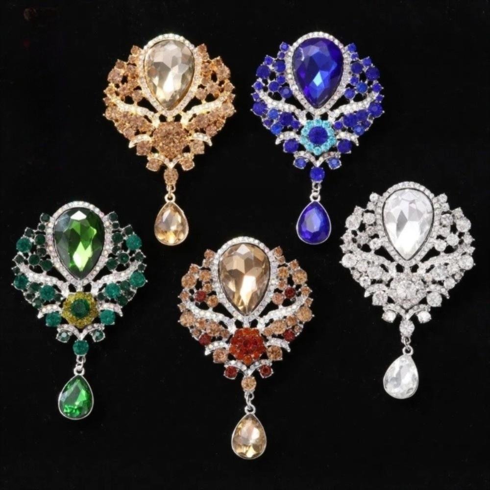 Luxury Rhinestone Rhinestone Bow Tie Large Crystal Water-drop Brooches Formal Events