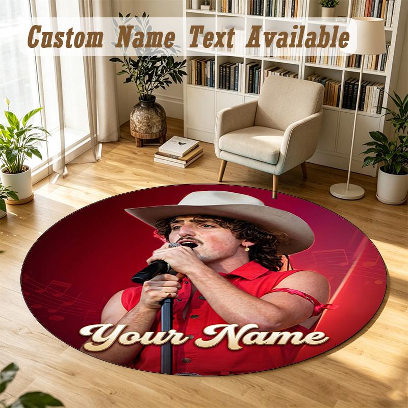 Round Rug Custom NameBenson Boone Pattern Non Slip Carpet Home Floor Decor