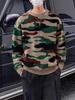 Korean Camouflage Round Neck Sweater: 2025 Autumn/Winter Men's Casual Knitwear Fashion.