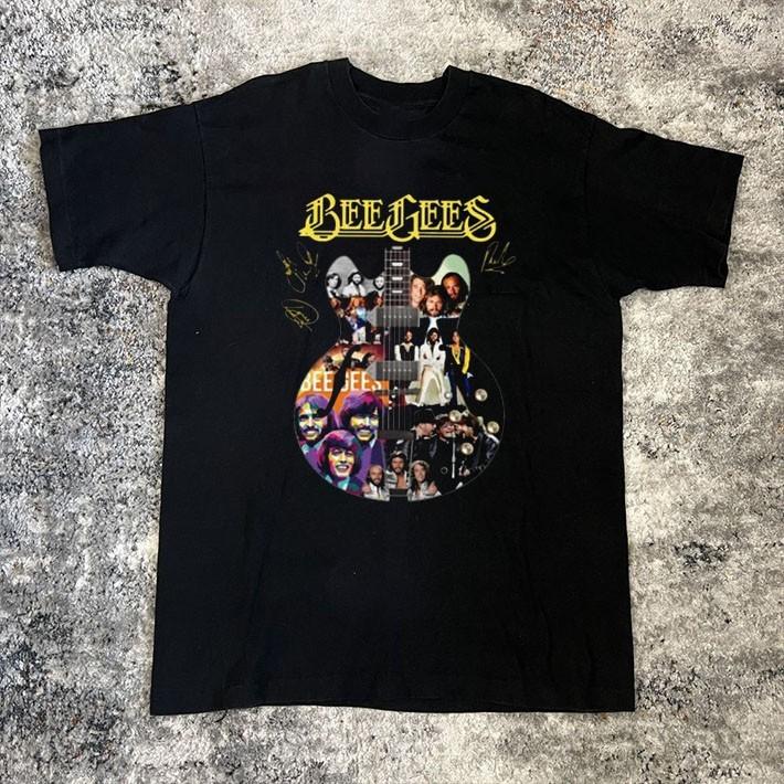 Новая футболка с гитарной подписью Bee Gees Подарок для фанатов Унисекс S-5XL Футболка SS1461 Унисекс Футболка