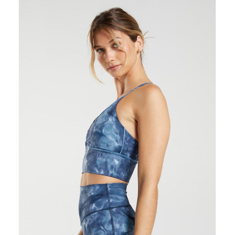 Gymshark Elevate Удлиненный спортивный бюстгальтер Lakeside Blue Spray Dye B3a7b Ubr9