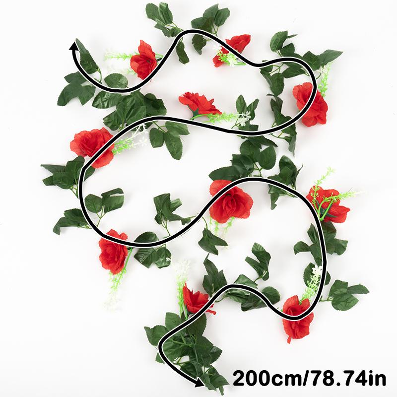 2Pcs 2.2M Artificial White Flower Fake Rose Hanging Vines Plants Leaves Artificials Garland Flowers Wedding Party Decoration