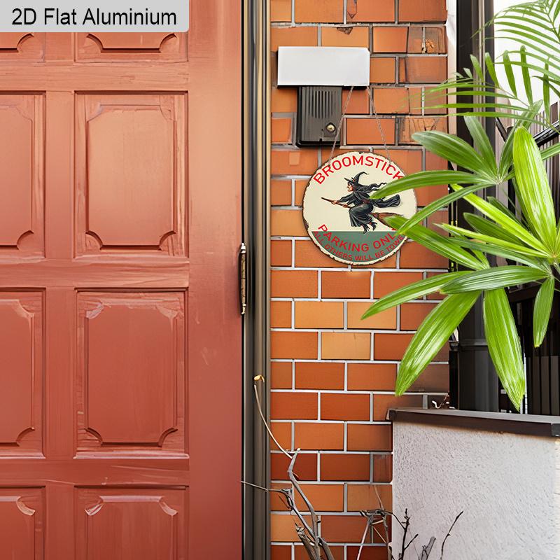 2D Flat Aluminium Halloween Witch Sign - Halloween Figurine Ornaments - Ideal for Front Door, Wall, Porch, Window Decor - Ideal Halloween Gift - No