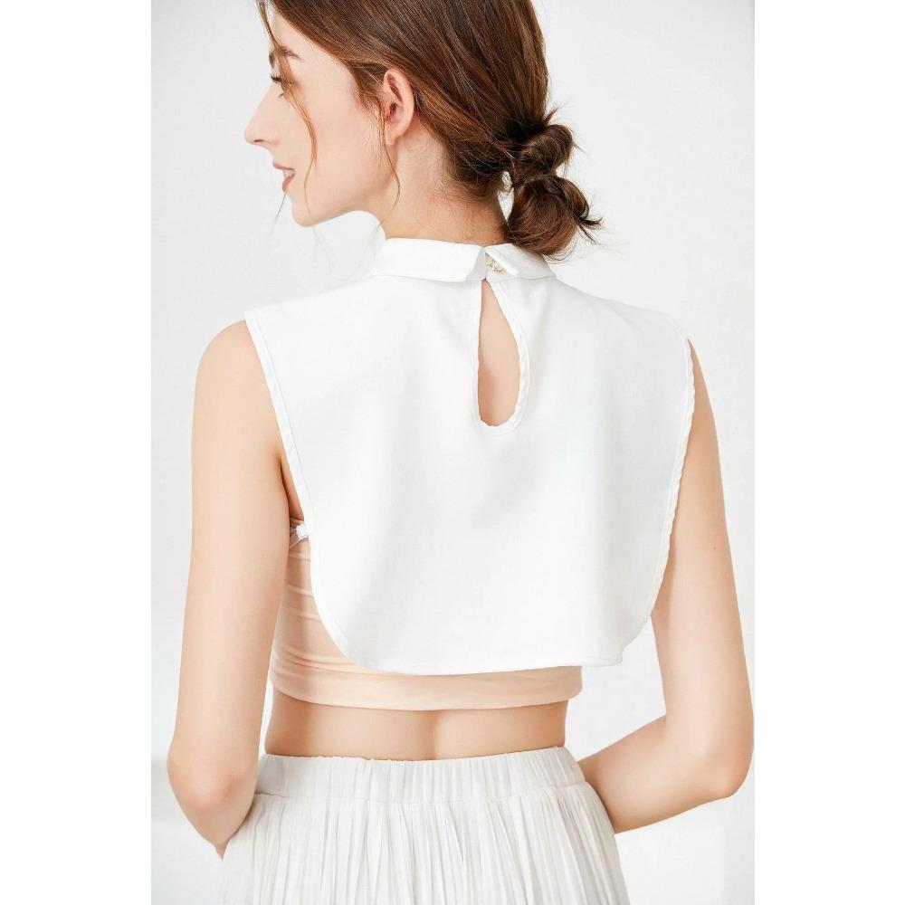 Linbaiway Chiffon Fake Collar Ladies Shirt Women False Collar for Sweater Autumn and Winter Solid Color Detachable Collar