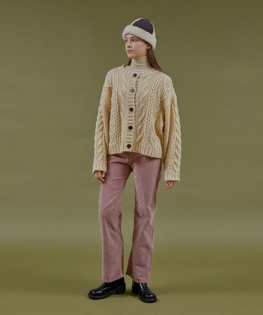 PINBLACK Pastel Corduroy Slim Bootcut Pants Pink