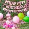 Bow Happy Birthday Banner, Pre-Strung Pink Bows Garland for Women Girls Bow Birthday Party Decorations, Bow Party Decor
