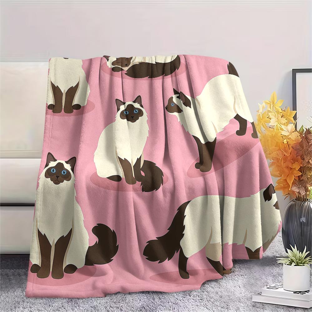 Pink background cat dog Print Flannel Blanket,High quality Comfortable for All Seasons,Home Decor,Warmth and Comfort,Perfect for Christmas Gifts