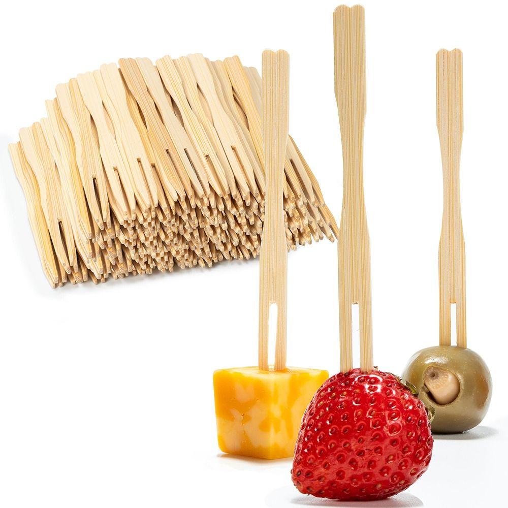 100Pcs Mini Size Fruit Forks Bamboo Restaurant Tableware Sandwiches Appetizer Forks Household Use