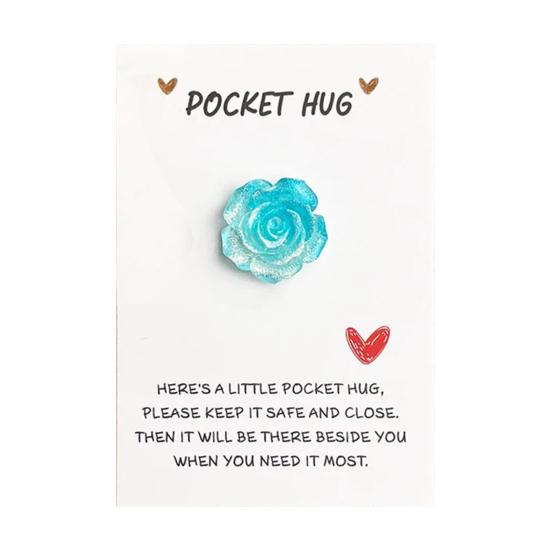 Pocket Hug Card with Gradient Rose for Women Men Mini Pocket Hug Tokens with Greeting Card Inspirational Gifts for Long Distance Relationship