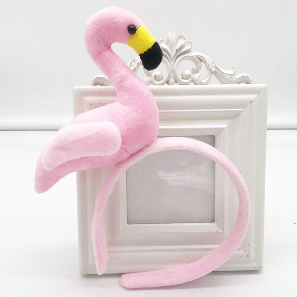 Korean Style Animal Hair Hoop Wash Face Plush Hair Hoop Cute Flamingo Headband Daily